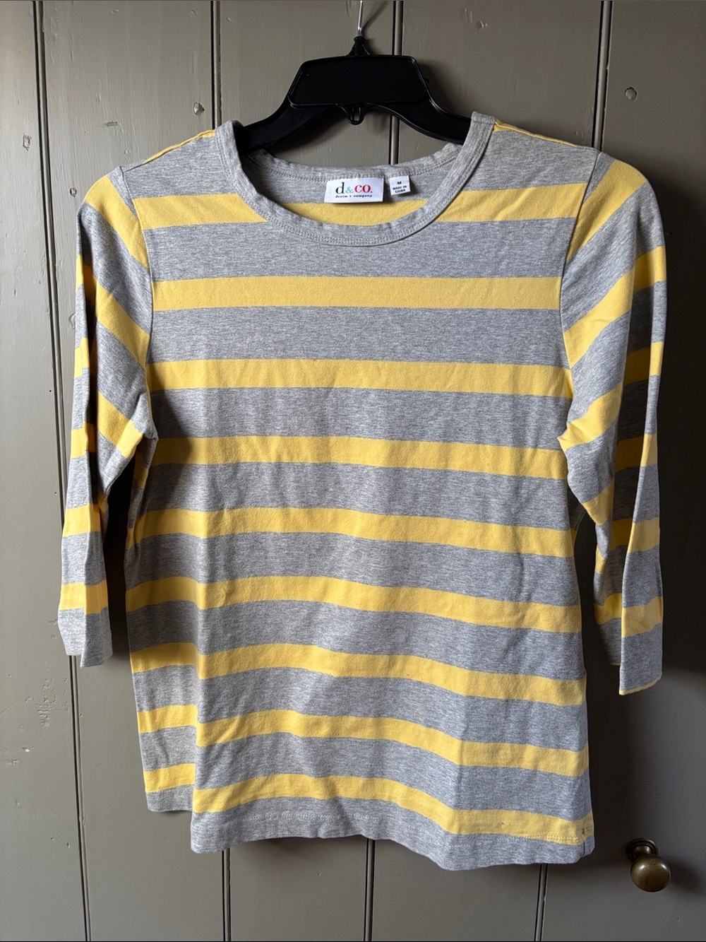 d&co Yellow and Gray Striped Long Sleeve Tee